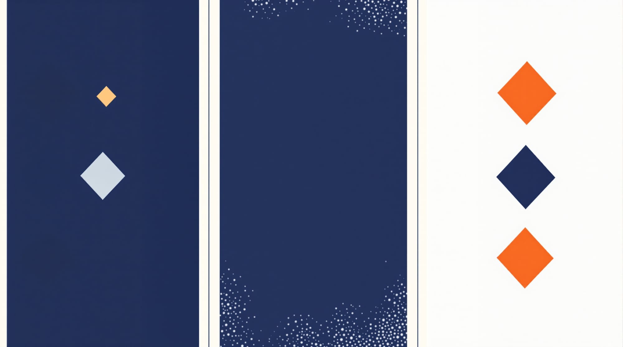 A horizontal three-stage timeline on a cream background with geometric navy icons above each stage representing influence principles. Some icons glow orange to indicate correct placement; oth