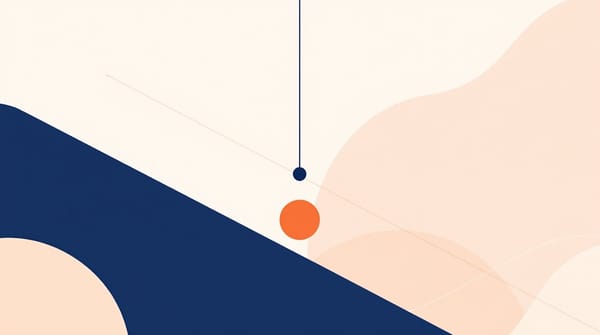 A single line splitting into two diverging paths ending in orange and navy circles, representing personality-segmented A/B testing for email subject lines.