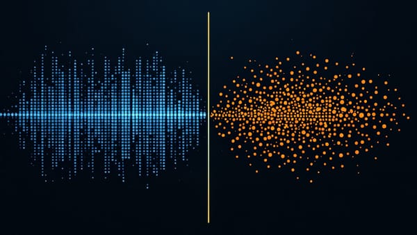 Three navy rectangles in a row, with a single orange diamond fitting precisely into the center one while drifting away from the others — personality trait match and mismatch in enterprise out